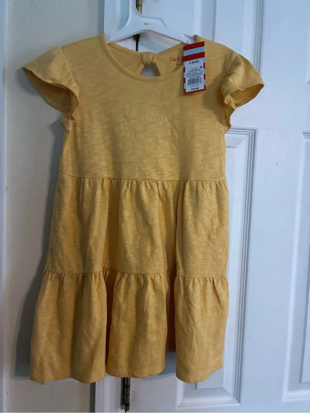 Cat & Jack Yellow Tiered Short-Sleeve Kids Dress size 6/6x